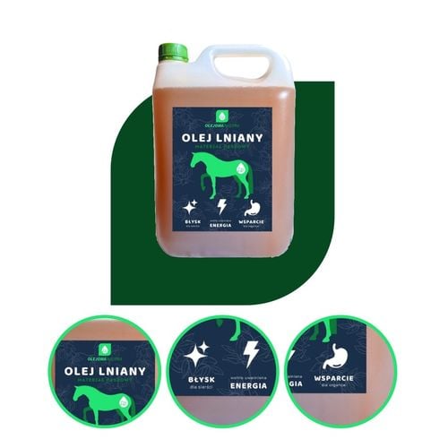 OLEJ LNIANY DLA KONI 5L PASZA DLA ZWIERZĄT + STRZYKAWKA na Arena.pl