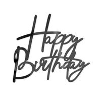 Topper na bok tortu akrylowy Happy Birthday, czarny