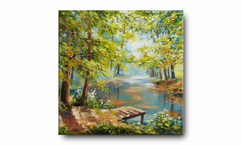 OBRAZ NA PŁÓTNIE 097 Staw w lesie 70x70cm na Arena.pl