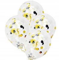 ZESTAW BALONÓW Z ZŁOTO CZARNYM KONFETTI NA PRZYJĘCIE URODZINOWE DEKORACJA