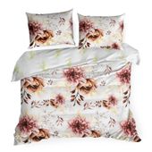 Pościel satynowa 140x200 + 70x80 LEA kwiaty polne na bieli dwustronna