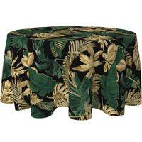 OBRUS OKRĄGŁY NA STÓŁ DEKORACYJNY 140 CM PLAMOODPORNY KOŁO WZÓR LIŚCIE 100