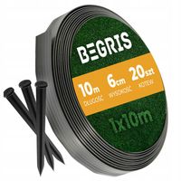 OBRZEŻE OGRODOWE 10M TRAWNIKOWE 6CM + KOTWY 1X10M BORDER CZARNE OBRZEŻA