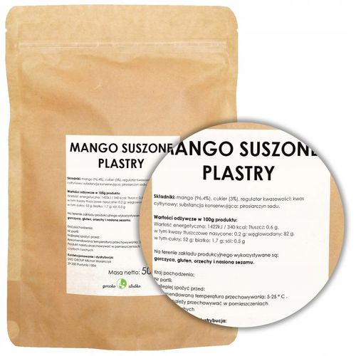 MANGO SUSZONE PLASTRY z dodatkiem cukru słodka przekąska 500g na Arena.pl