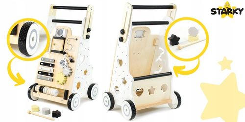 PREZENT NA ROCZEK JEŹDZIK PCHACZ DREWNIANY CHODZIK TABLICA MANIPULACYJNA na Arena.pl