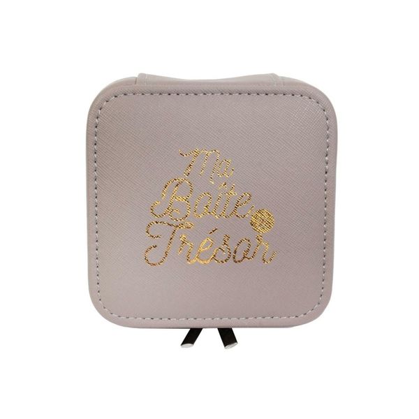 Mini szkatułka na suwak szarobezowa zdjęcie 1