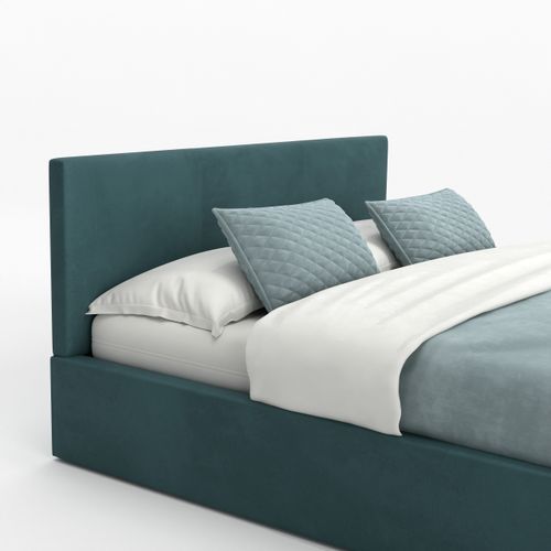 ŁÓŻKO TAPICEROWANE DO SYPIALNI 180x200 PODWÓJNE Z POJEMNIKIEM TURKUSOWE na Arena.pl