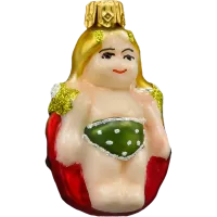 Bombka choinkowa szklana: Biedronka w zielonych majteczkach