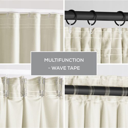 RESTILO Zasłona welurowa plus szarfa upi taśma wave multi 140x270 Jasny Beż na Arena.pl