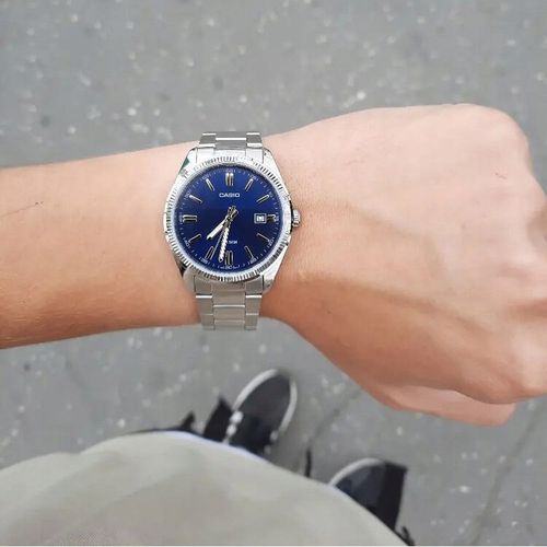 ZEGAREK MĘSKI CASIO MTP-1302PD-2AVEF stalowy datownik bransoleta + BOX na Arena.pl