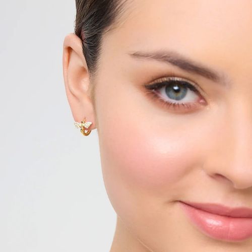 kolczyki srebrne pozłacane pszczoła z cyrkoniami na Arena.pl