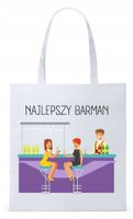 Dla Barmana Bartender Torba Eco Biała Shopper Z Nadrukiem Ze Zdjęciem