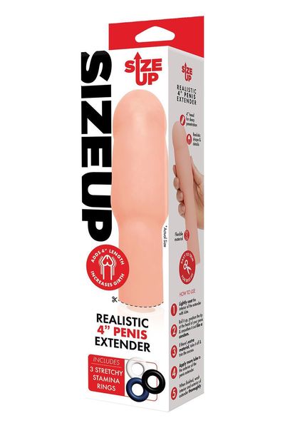 Size Up 4 Inch Extra Realistic Penis Extender -Flesh zdjęcie 1