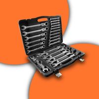 19598Zestaw kluczy płasko-oczkowych z grzechotką komplek 13 elementów