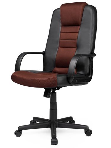 Skórzany fotel z mikrosiatką Sofotel 518B czarno-brązowy na Arena.pl