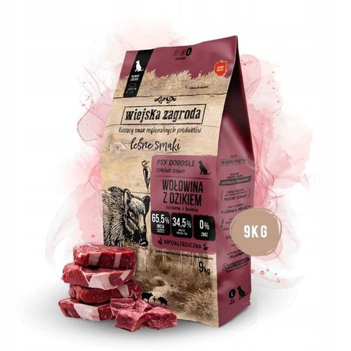 Wiejska Zagroda LEŚNE SMAKI Karma dla psa WOŁOWINA DZIK Duże rasy L 9kg na Arena.pl
