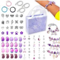 ZESTAW DO ROBIENIA BRANSOLETEK BIŻUTERII DZIECI ZAWIESZKA CHARMS FIOLET XL