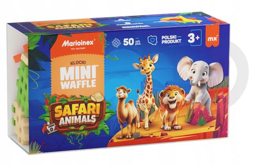 Marioinex klocki WAFFLE mini Safari Animals, 50 el w tym 8 zwierząt na Arena.pl