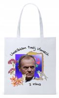 Donald Tusk Platforma Torba Eco Biała Shopper Z Nadrukiem Ze Zdjęciem