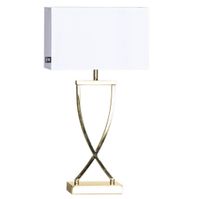 Stojąca lampa sypialniana Omega na szafkę nocną biała złota