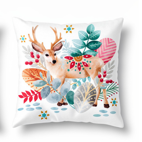 Zestaw 4 Poszewek Świątecznych na Poduszki 50x50 cm Bawełna Lniana Wzory na Arena.pl