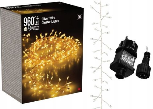 Świąteczne lampki choinkowe na drucie 9,6m 960led, gęste ciepły kolor na Arena.pl