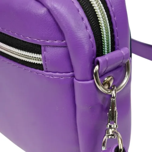 Mini Torebka Box z Ekoskóry z Motywem Tropikalnych Liści w Fioletowej Odsłonie na Arena.pl