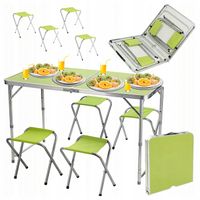 ZESTAW STOLIK STÓŁ TURYSTYCZNY SKŁADANY KEMPINGOWY DUŻY 4 KRZESŁA WALIZKA