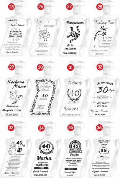 KARAFKA podziękowania ŚLUB Wesele Urodziny 30 50 zdjęcie 6