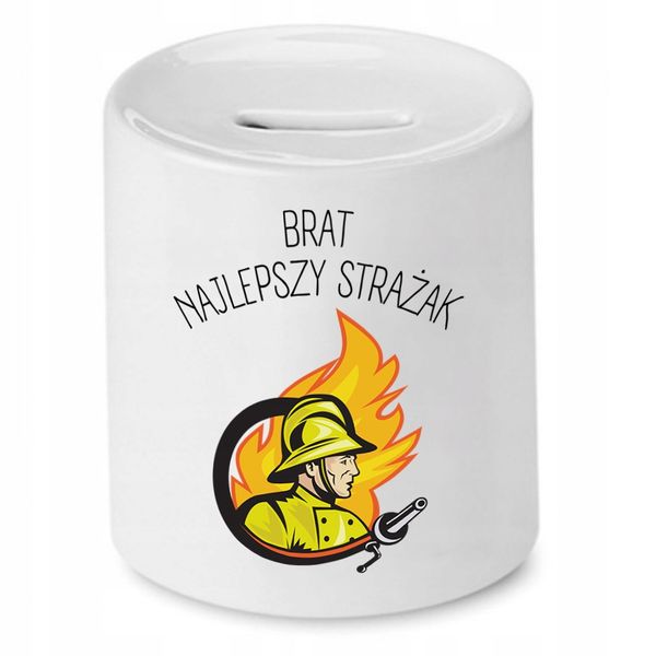 Skarbonka Dla Brata Najlepszy Strażak Prezent Z Nadrukiem Ze Zdjęciem zdjęcie 1