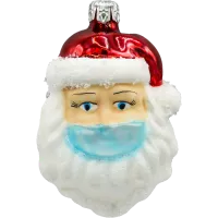 Bombka choinkowa szklana: Święty Mikołaj w maseczce