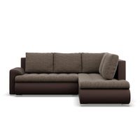 Narożnik z otomaną, prawy, BOSCO, ekoskóra, 230x200x89, brąz | TYLETEGOTU