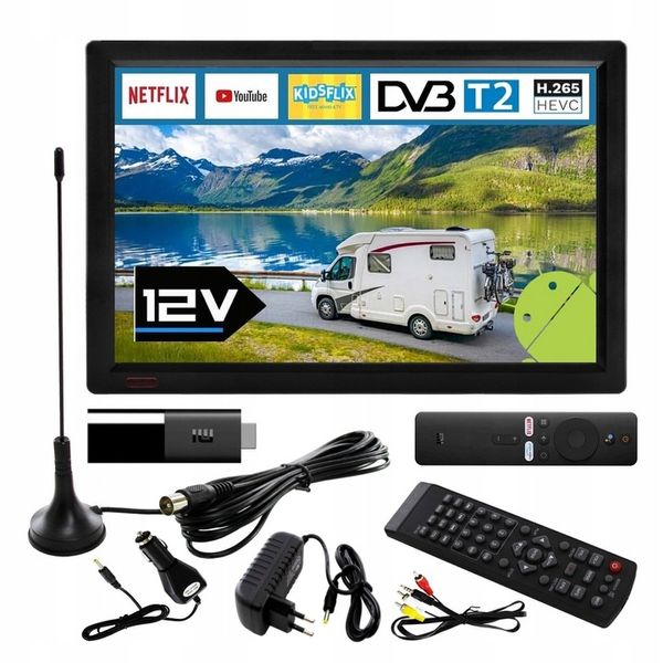 Telewizor SMART Android TV 16 cali WiFi BT USB HDMI DVBT2 230V 12V Netflix zdjęcie 7