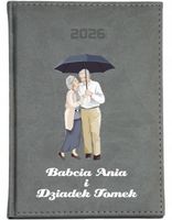 KALENDARZ A6 2026 TYGODNNIOWY nadruk NA DZIEŃ BABCI DZIADKA PERSONALIZACJA