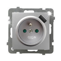 GNIAZDO Z ŁADOWARKĄ USB A 5V 2,1A OSPEL AS GP-1GZPUSB/m/18 SREBRO