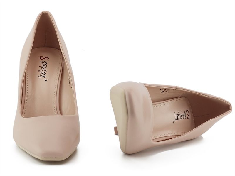 Beżowe szpilki na platformie matowe 40 zdjęcie 6