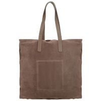 VERA PELLE torebka damska zamszowa shopper z długimi rączkami V691 taupe