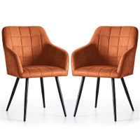 2x Krzesło welurowe tapicerowane do salonu LUXANO Miedziane Czarne nogi