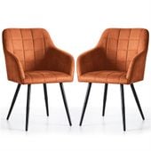 2x Krzesło welurowe tapicerowane do salonu LUXANO Miedziane Czarne nogi