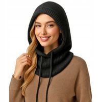 Czarny KAPTUR komin BALACLAVA kominiarka CZAPKA damska męski