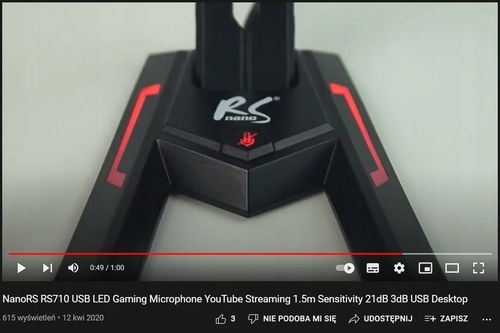 Mikrofon gamingowy do komputera USB LED streaming NanoRS RS710 regulowany na Arena.pl