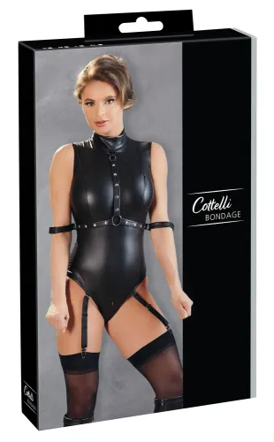 cottelli collection body l z paskami, otwartym kroczem, czarne na Arena.pl