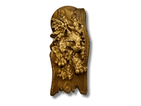 Płaskorzeźba Ryś Księżyc Drewniana Obraz Rzeźba Myśliwska Prezent Łowczy 31