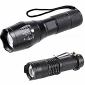 Latarka Taktyczna Zestaw 2 Metalowych Nimi Latarek Z Zoom I Akcesoriów