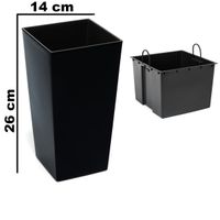 Doniczka wysoka z wkładem połysk Czarny H 260 mm