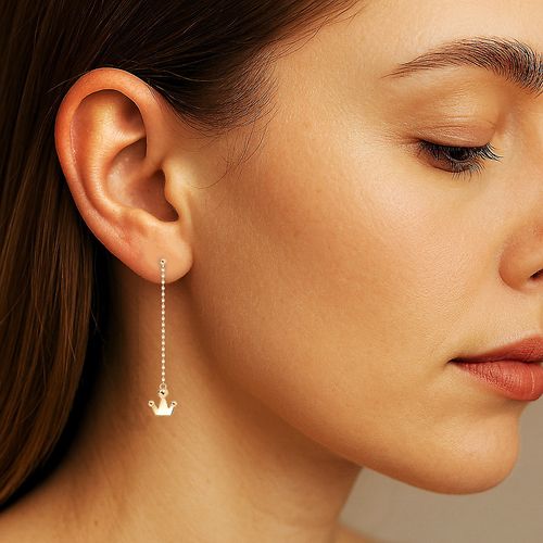 srebrne pozłacane kolczyki z zawieszką korony kdk6425y na Arena.pl