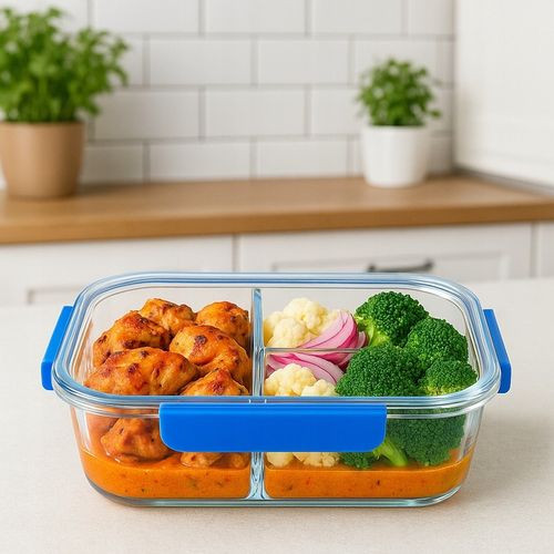 LUNCHBOX POJEMNIK SZKLANY NA ŻYWNOŚĆ 3-komorowy śniadaniówka 1050 ml na Arena.pl