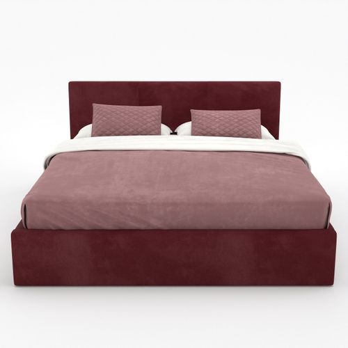 ŁÓŻKO TAPICEROWANE DO SYPIALNI 180x200 ŁÓŻKO PODWÓJNE Z POJEMNIKIEM BORDOWE na Arena.pl