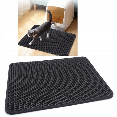 MATA WYCIERACZKA POD KUWETĘ DLA KOTA NA ŻWIREK XXL PODKŁADKA CZARNA 60x45 na Arena.pl