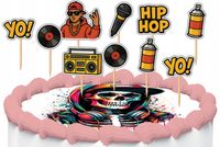 TOPPERY NA TORT OZDOBNE DEKORACJA ZESTAW - HIP HOP RAP BREAKDANCE 10szt.